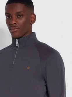Jim Organic Cotton Quarter Zip Sweatshirt In Farah Grey CLOTHING