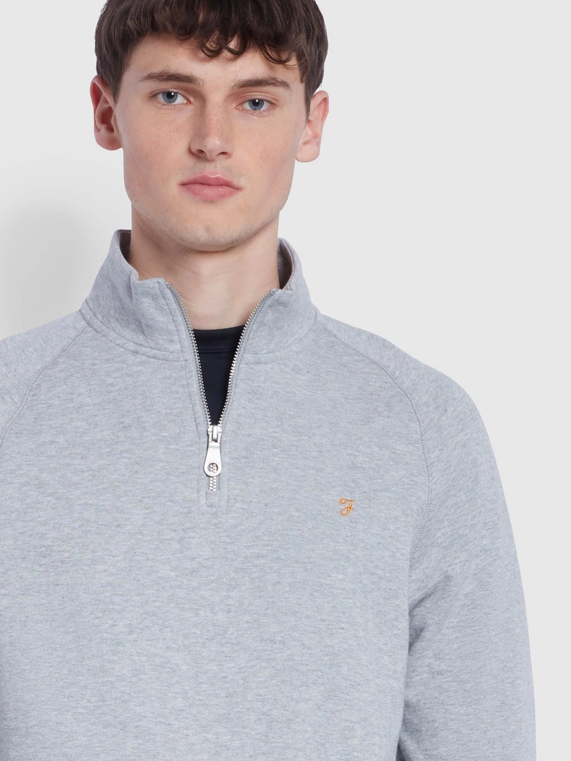 Farah Jim Organic Cotton Quarter Zip Sweatshirt In Light Grey Marl Jeans 5 Farah Jim Organic Cotton Quarter Zip Sweatshirt In Light Grey Marl Jeans