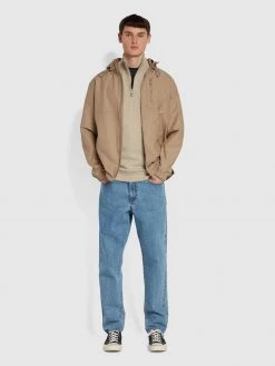 Farah Jim Organic Cotton Quarter Zip Sweatshirt In Smoky Brown Marl Sweatshirts And Hoodies