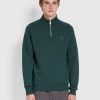 CLOTHING Jim Organic Cotton Quarter Zip Sweatshirt In Farah Forest Green