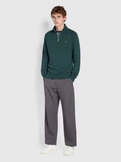 CLOTHING Jim Organic Cotton Quarter Zip Sweatshirt In Farah Forest Green