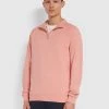Farah Jim Organic Cotton Quarter Zip Sweatshirt In Pink Rose Sweatshirts And Hoodies