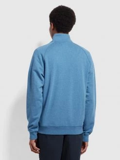 Farah Sweatshirts And Hoodies Jim Organic Cotton Quarter Zip Sweatshirt In Blue Mist Marl