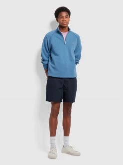 Farah Sweatshirts And Hoodies Jim Organic Cotton Quarter Zip Sweatshirt In Blue Mist Marl