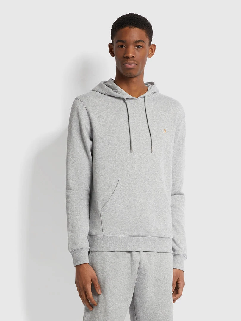 Farah CLOTHING Zain Organic Cotton Hoodie In Light Grey Marl 3 Farah CLOTHING Zain Organic Cotton Hoodie In Light Grey Marl