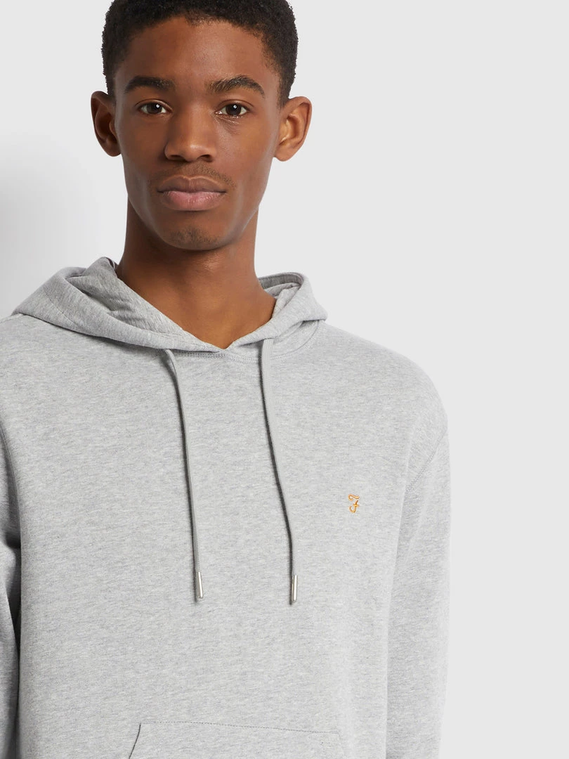 Farah CLOTHING Zain Organic Cotton Hoodie In Light Grey Marl 5 Farah CLOTHING Zain Organic Cotton Hoodie In Light Grey Marl