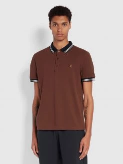 Polos Stanton Slim Fit Organic Cotton Polo Shirt In Farah Burgundy
