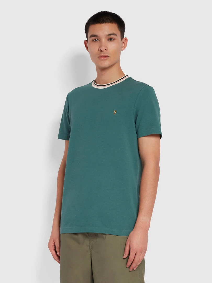 Farah Meadows Slim Fit Organic Cotton T-Shirt In Pine Green T-Shirts 3 Farah Meadows Slim Fit Organic Cotton T-Shirt In Pine Green T-Shirts