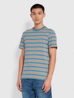 Farah Aziz Slim Fit Organic Cotton T-Shirt In Saxe CLOTHING