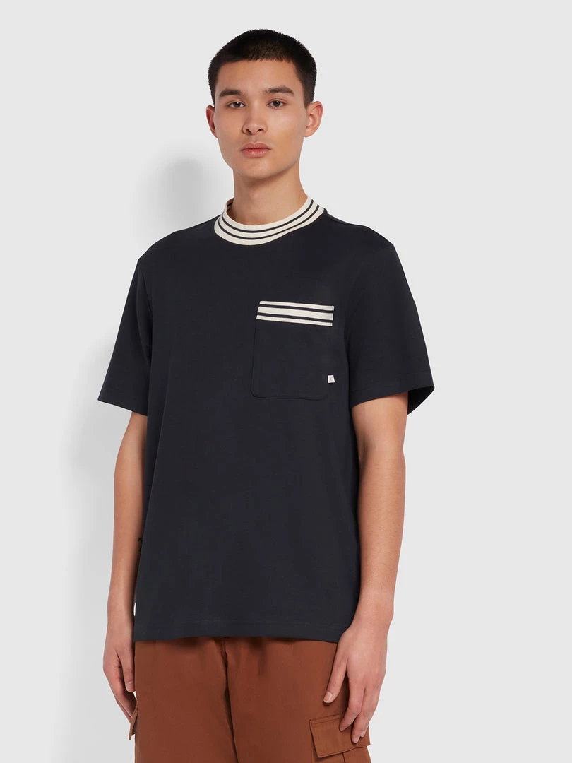 Farah Matthew Slim Fit Organic Cotton T-Shirt In True Navy T-Shirts 3 Farah Matthew Slim Fit Organic Cotton T-Shirt In True Navy T-Shirts