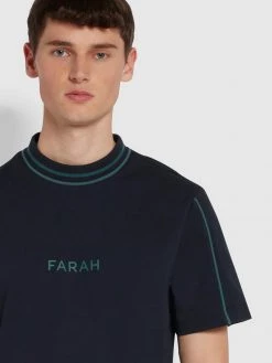 Farah Chain Regular Fit Organic Cotton T-Shirt In True Navy T-Shirts