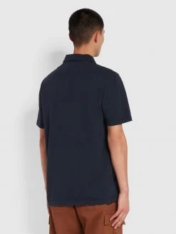Farah Polos Geno Slim Fit Organic Cotton Polo Shirt In True Navy
