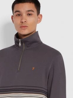 Bentham Quarter Zip Sweatshirt In Farah Grey Jeans