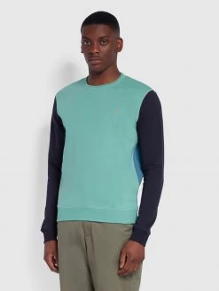 Farah Mountfield Organic Cotton Crew Neck Sweatshirt In Jade Green Sweatshirts And Hoodies
