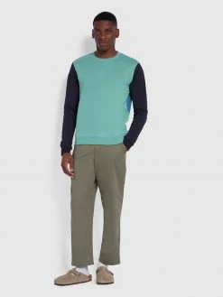 Farah Mountfield Organic Cotton Crew Neck Sweatshirt In Jade Green Sweatshirts And Hoodies