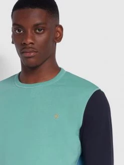 Farah Mountfield Organic Cotton Crew Neck Sweatshirt In Jade Green Sweatshirts And Hoodies