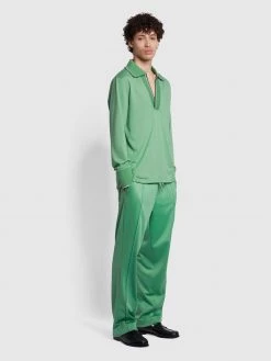 Polos Farah X Bianca Saunders Represent Long Sleeve Polo Shirt In Meadow Green