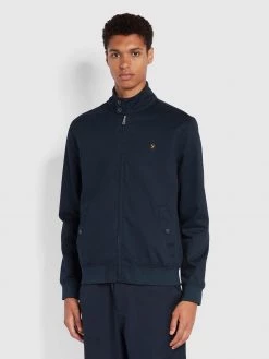 Farah Waldorf Tall Fit Organic Cotton Harrington Jacket In True Navy