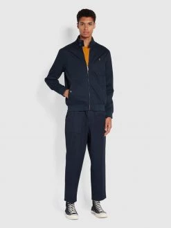 Farah CLOTHING Waldorf Organic Cotton Harrington Jacket In True Navy