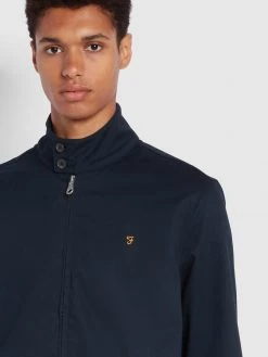 Farah CLOTHING Waldorf Organic Cotton Harrington Jacket In True Navy