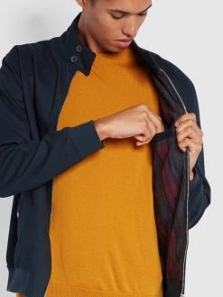 Farah CLOTHING Waldorf Organic Cotton Harrington Jacket In True Navy