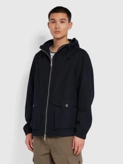 Farah Spike Parka Jacket In True Navy
