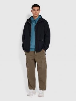 Farah Spike Parka Jacket In True Navy