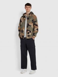 Farah Marr Camo Parka Jacket In Vintage Green Jeans