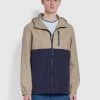 Farah Jackets And Coats Westchester Hooded Jacket In Smoky Brown/ True Navy