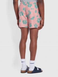 Farah Shorts Colbert Lemon Print Swim Short In Pink Rose