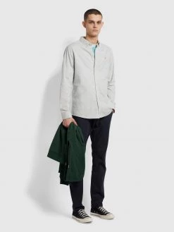 Farah Steen Slim Fit Brushed Organic Cotton Shirt In Grey Marl Shirts