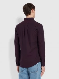 Steen Slim Fit Brushed Organic Cotton Shirt In Farah Red 10 Steen Slim Fit Brushed Organic Cotton Shirt In Farah Red