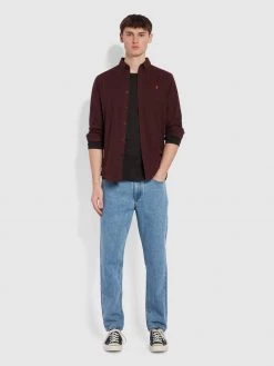 Steen Slim Fit Brushed Organic Cotton Shirt In Farah Red