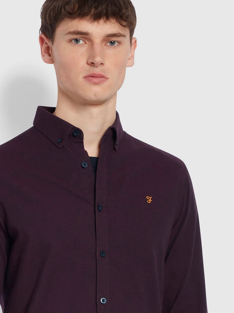 Steen Slim Fit Brushed Organic Cotton Shirt In Farah Red 5 Steen Slim Fit Brushed Organic Cotton Shirt In Farah Red