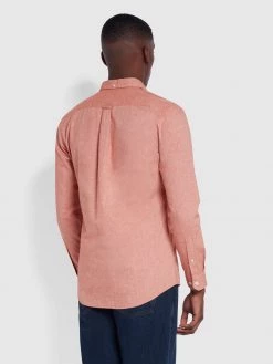 Farah Steen Slim Fit Brushed Organic Cotton Shirt In Raw Umber CLOTHING