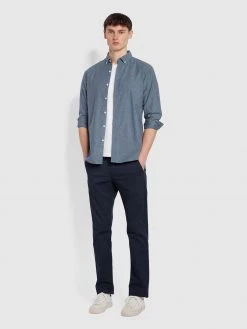 Farah Steen Slim Fit Brushed Organic Cotton Shirt In Blue Bell