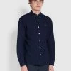 Farah Brewer Slim Fit Organic Cotton Indigo Oxford Shirt In Mid Indigo 1 Farah Brewer Slim Fit Organic Cotton Indigo Oxford Shirt In Mid Indigo