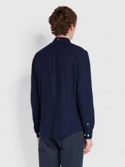 Farah Brewer Slim Fit Organic Cotton Indigo Oxford Shirt In Mid Indigo