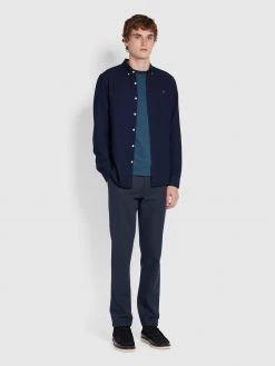 Farah Brewer Slim Fit Organic Cotton Indigo Oxford Shirt In Mid Indigo