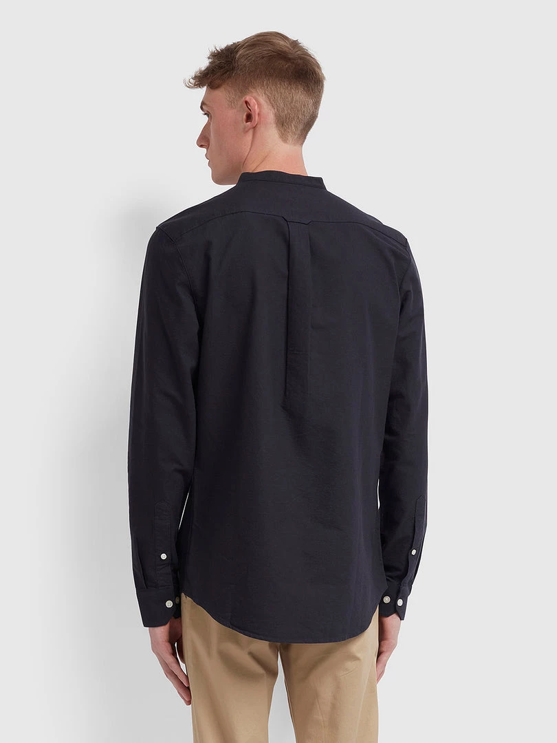 Farah Shirts Brewer Slim Fit Grandad Oxford Shirt In Navy 6 Farah Shirts Brewer Slim Fit Grandad Oxford Shirt In Navy