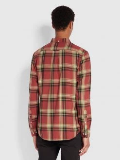 Farah Shirts Krone Slim Fit Brushed Organic Cotton Check Shirt In Smoky Mauve 9 Farah Shirts Krone Slim Fit Brushed Organic Cotton Check Shirt In Smoky Mauve