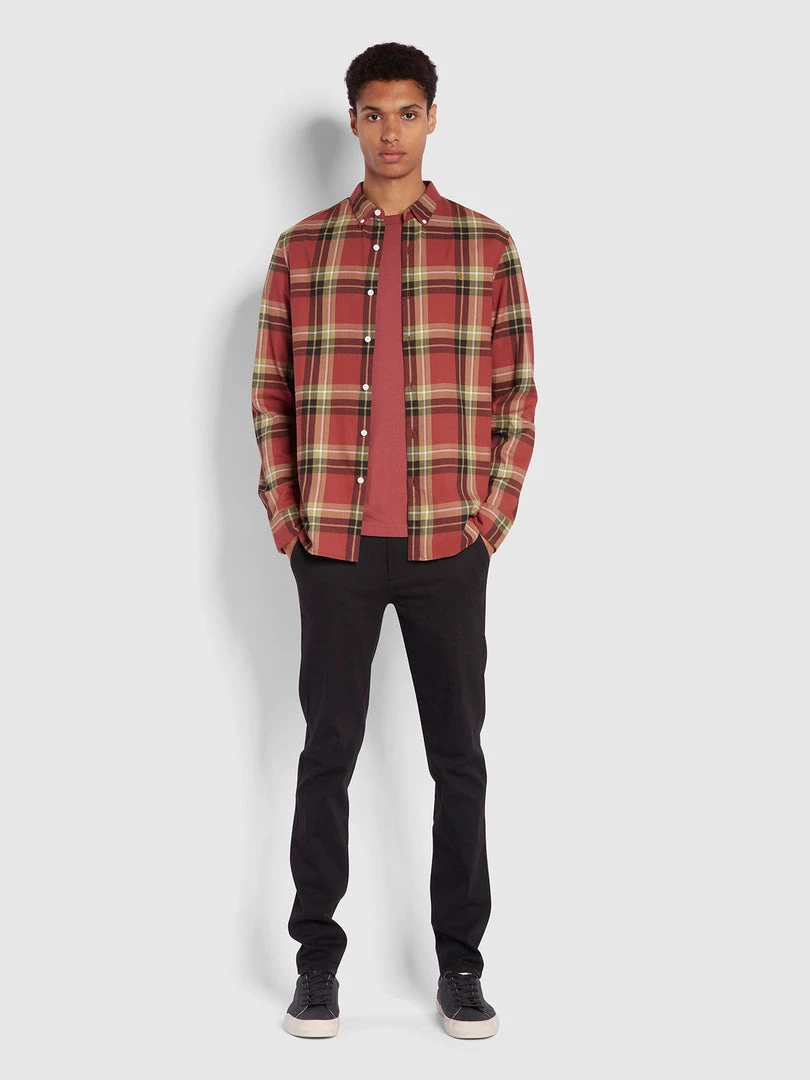 Farah Shirts Krone Slim Fit Brushed Organic Cotton Check Shirt In Smoky Mauve 4 Farah Shirts Krone Slim Fit Brushed Organic Cotton Check Shirt In Smoky Mauve