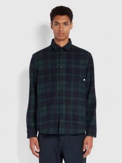 Hillel Relaxed Fit Check Shirt In Farah Forest Green Shirts