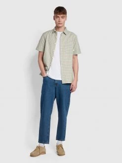 Farah Emerson Casual Fit Organic Cotton Check Shirt In Pyramid Yellow NEW IN