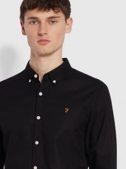 Farah CLOTHING Brewer Slim Fit Organic Cotton Oxford Shirt In Black