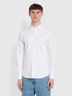 Farah CLOTHING Brewer Slim Fit Organic Cotton Oxford Shirt In White