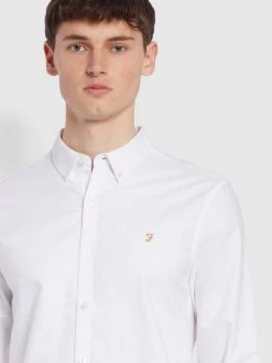 Farah Brewer Tall Fit Organic Cotton Oxford Shirt In White
