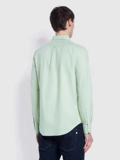 Farah Brewer Tall Fit Organic Cotton Oxford Shirt In Marine Green