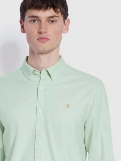 Farah Brewer Tall Fit Organic Cotton Oxford Shirt In Marine Green