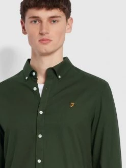 Farah Brewer Slim Fit Organic Cotton Oxford Shirt In Evergreen CLOTHING
